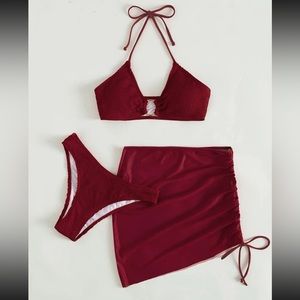 3 piece rose colored bathing suit, size medium